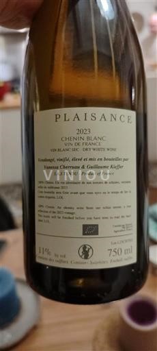 Wines Blanc sec Plaisance 2023 France Loire Valley Not Specified AOC