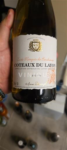 Rượu vang Blanc moelleux Cuvée Marquis de Bondchamp Agnes Dumay 2019 Pháp Thung lũng sông Loire Coteaux-du-layon AOC