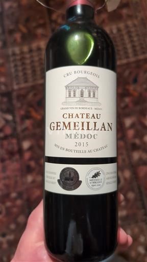 Bordeaux Médoc Cru Bourgeois Château Gemeillan 2015
