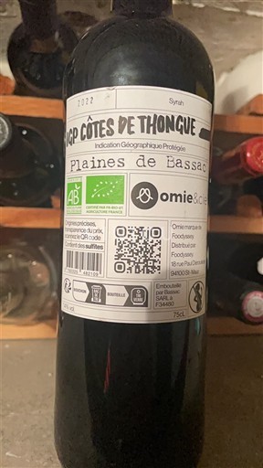 Languedoc a Roussillon Côtes de Thongue Plaines de Bassac 2022