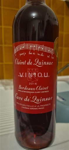 Bordeaux Bordeaux clairet Cave de Quinsac Clairet de Quinsac 2016