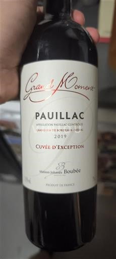 Bordeaux Pauillac Maison Johanes Boubée Grand Moments d'Exception 2019