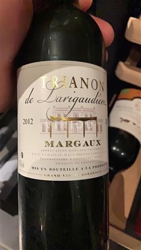 Bordeaux Margaux Trianon de Larigaudière 2012