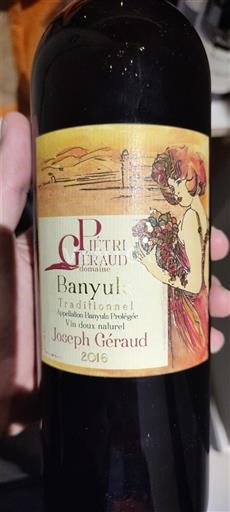 Rượu vang Rouge sec Joseph Geraud Domaine Pietri Geraud 2016 Pháp Roussillon Banyuls AOC