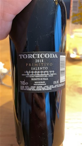 Puglia Susumaniello Salento Torcicoda Primitivo 2018