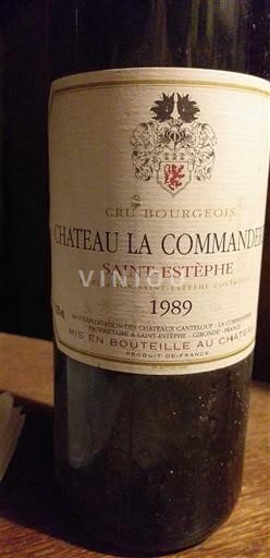 Bordeaux Saint-Estèphe Cru Bourgeois Château La Commanderie 1989