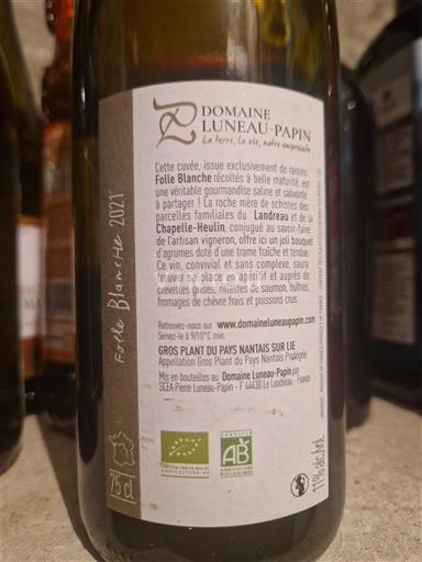 Loiredalen Gros-plant-du-pays-nantais Domaine Luneau-Papin Folle Blanche 2021