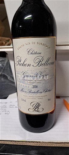 Burdeos Graves-de-vayres Château Pichon Bellevue Grains de Vignes 2006