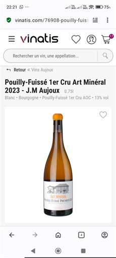 Borgoña Pouilly-fuissé Premier Cru J.M Aujoux Art Minéral 2023