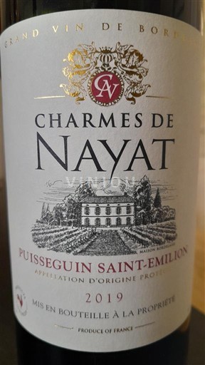Bordeaux Puisseguin-saint-émilion Charmes de Nayat 2019