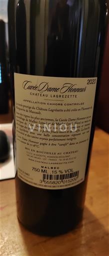 Sud-Ouest Cahors Château Lagrézette Dame Honneur 2020