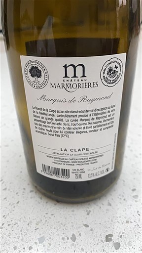 Languedoque La Clape Château Marmorières Marquis de Raymond Não Sazonado