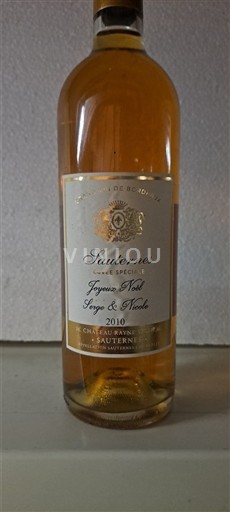 Bordeaux Sauternes Château Ryné Joyeux Noël Serge & Nicole 2010