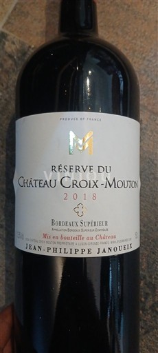 Bordeaux Bordeaux superiore Château Croix-Mouton Réserve du Château Croix-Mouton 2018