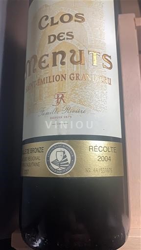 Bordeaux Saint-Émilion Grand Cru Grand Cru Clos des Menuts 2004