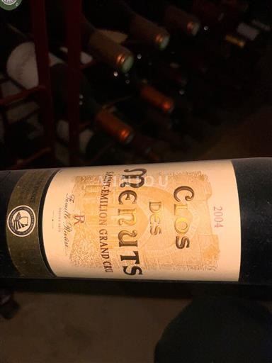 Bordeaux Saint-Émilion Grand Cru Grand Cru Clos des Menuts 2004