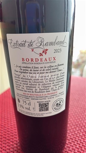 Bordeaux Château Rambaud Extrait de Rambaud 2023