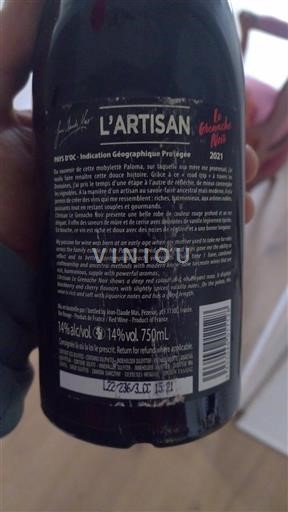 Linguadoca e Rossiglione Paese d'Oc L'Artisan Le Grande Noir 2021