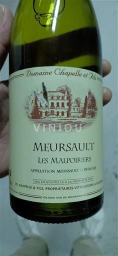 Burgundi Meursault Domaine Chapelle et Fils Les Malpoiriers 2017