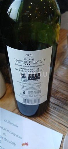 Burdeos Blaye-Côtes de Burdeos Bel-Air La Royère Gourmandise 2021