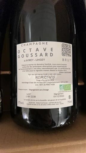 Champagne Champagner Octave Goussard Respect n°0 Ohne Jahrgang