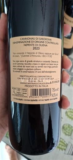 Sardinija Cannonau di Sardinija Cantina Oliena Nepente di Oliena 2023