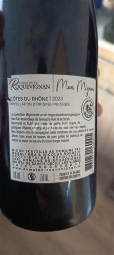 Valle del Rodano Côtes-du-Rhône Domaine Roqueyvignan Mon Mignon 2023
