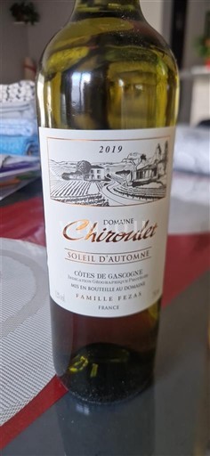 Sydvestfrankrig Côtes de Gascogne Domaine Chiroulet Soleil d'Automne 2019