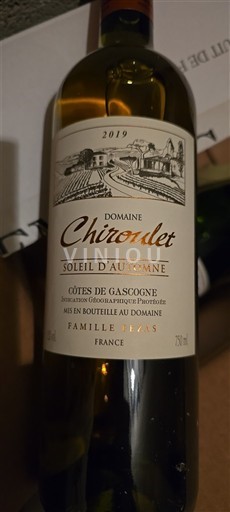 Zuidwest-Frankrijk Côtes de Gascogne Domaine Chiroulet Soleil d'Automne 2019