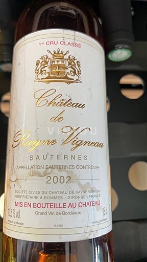 Bordeaux Sauternes 1er Cru Classé Château Rayne Vigneau 2002