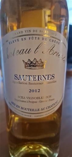 Bordeaux Sauternes Château L'Arrosse 2012