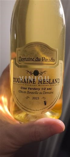 Vallée de la Loire Touraine-mesland Domaine Paradis Clos Verdery 1/2 sec 2023