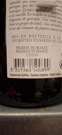 Languedoque Fitou Les Maîtres Vignerons de Cascastel Não Sazonado