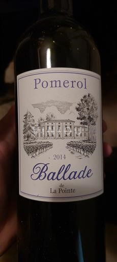 Burdeos Pomerol Château La Pointe Ballade de La Pointe 2014