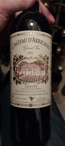 Bordeaux Graves Château Arricaud Grand Vin 2012