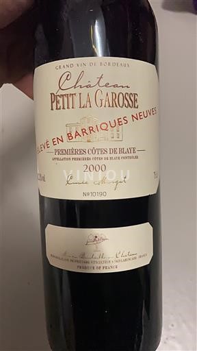 Bordeaux Not Specified Château Petit La Garosse 2000