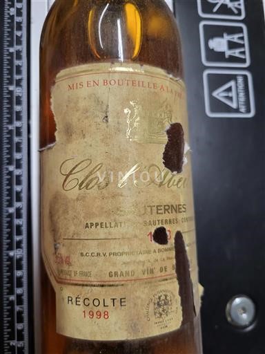 Bordeaux Sauternes Clos l'Alié 1998