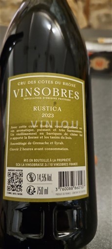 Rhône Valley Vinsobres Vinsobraise Rustica 2023