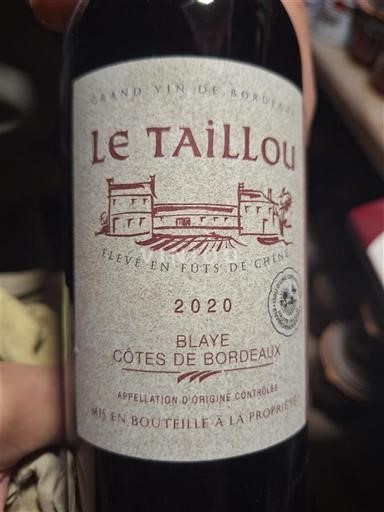 Bordeaux Blaye-côtes-de-bordeaux Le Taillou 2020