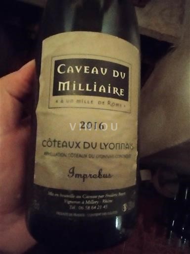 Víno Rouge sec Improbus Caveau du Milliaire 2016 Francie Lyonnais Coteaux du Lyonnais AOC