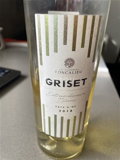 Languedoc et Roussillon Pays d'oc Foncalieu Griset Extraordinaire Blanc 2018