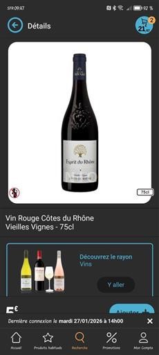 Thung lũng Rhône Côtes-du-rhône Esprit du Rhône Vieilles Vignes Không niên vụ