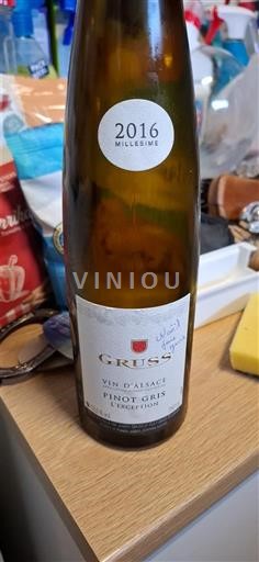 Vini Blanc sec L'Exception Gruss 2016 Francia Alsazia Non specificato AOC