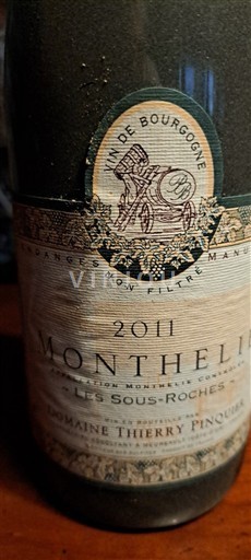Burgundy Monthélie Domaine Thierry Pinquet Les Sous-Roches 2011