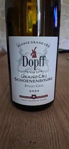 Rượu vang Blanc demi-sec Grand Cru Schoenenbourg Dopff 2022 Pháp Alsace Pinot xám AOC Grand Cru