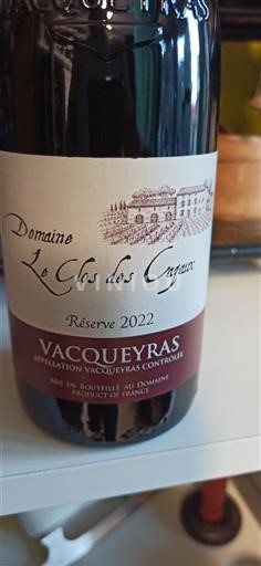 Rhône Valley Vacqueyras Domaine Le Clos des Cazaux Réserve 2022