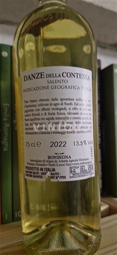 Víno Blanc sec Chardonnay Danze della Contessa Bonsegna 2022 Itálie Apulie IGT