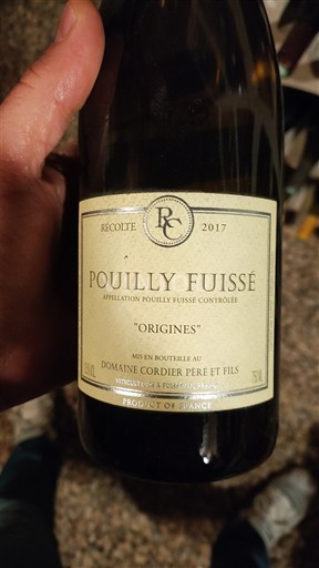 Borgoña Pouilly-fuissé Domaine Cordier Père et Fils Origines 2017