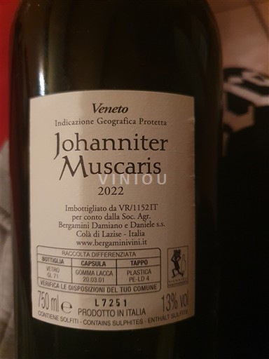 Veneto Venetien Bergamini Damiano e Daniele Johanniter Muscaris 2022