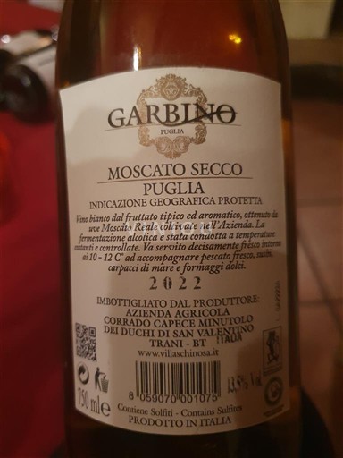 Pouilles Moscato di Trani Garbino Moscato secco 2022